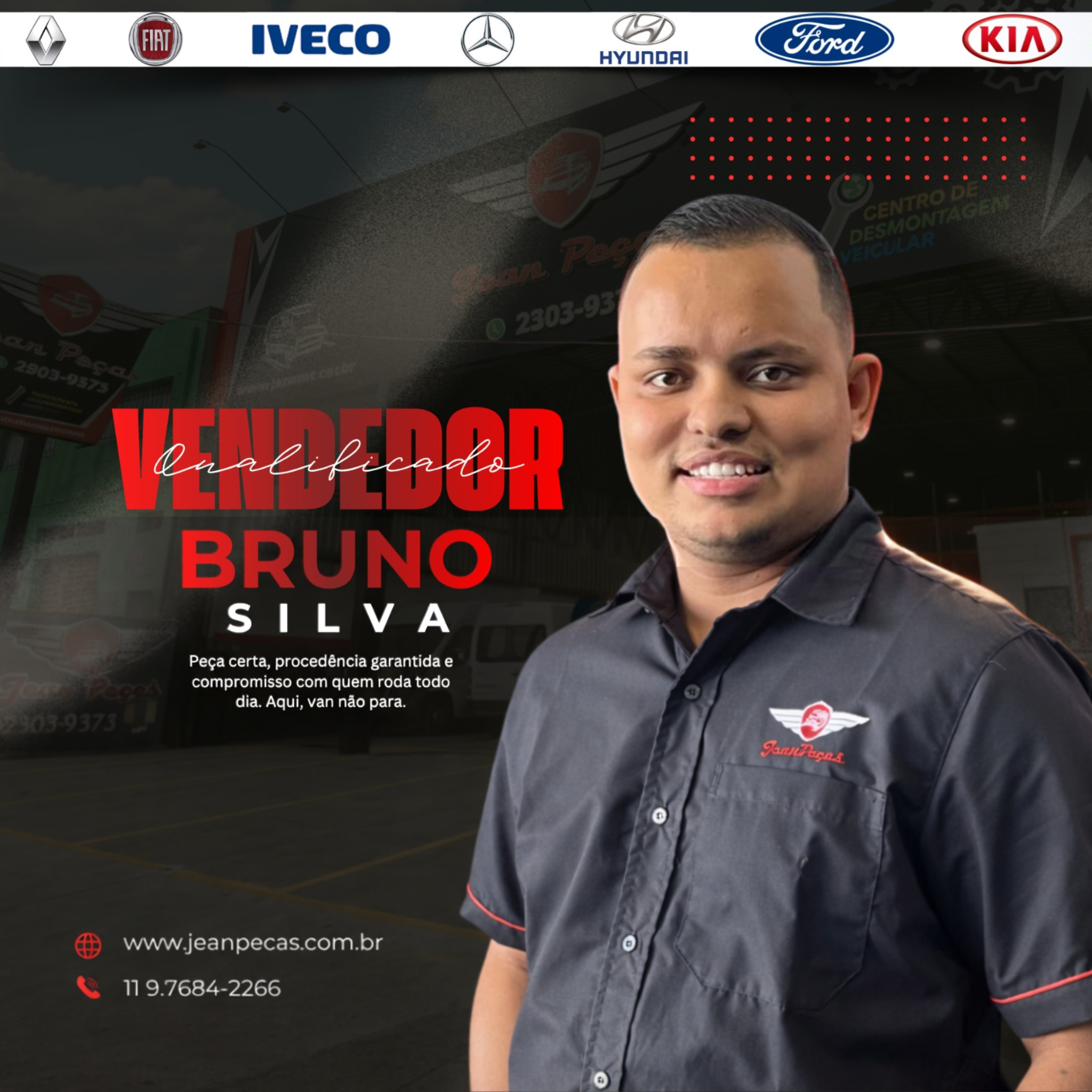 Bruno Silva vendedor Jean Peças